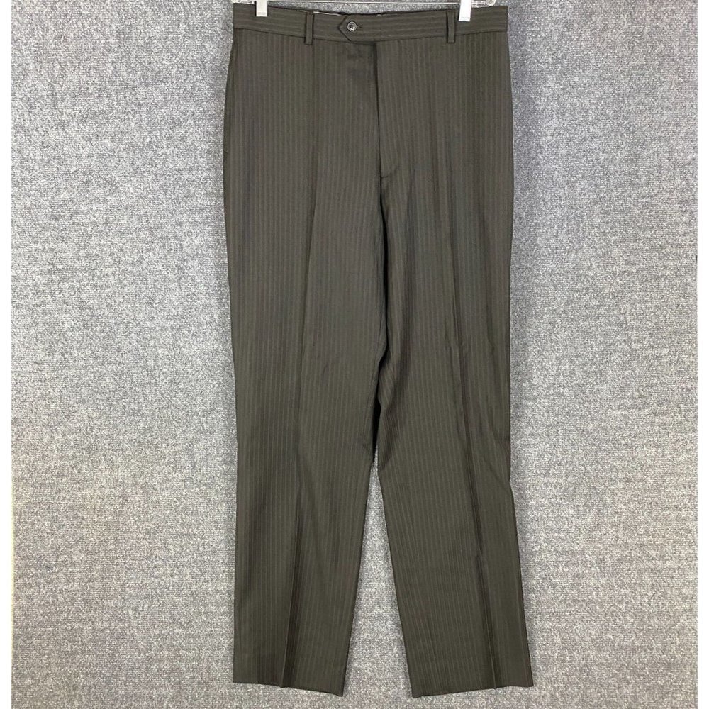 Wilke Rodriguez Slacks Men's 42/36 100% Wool Gray Striped Adults Dress Pants